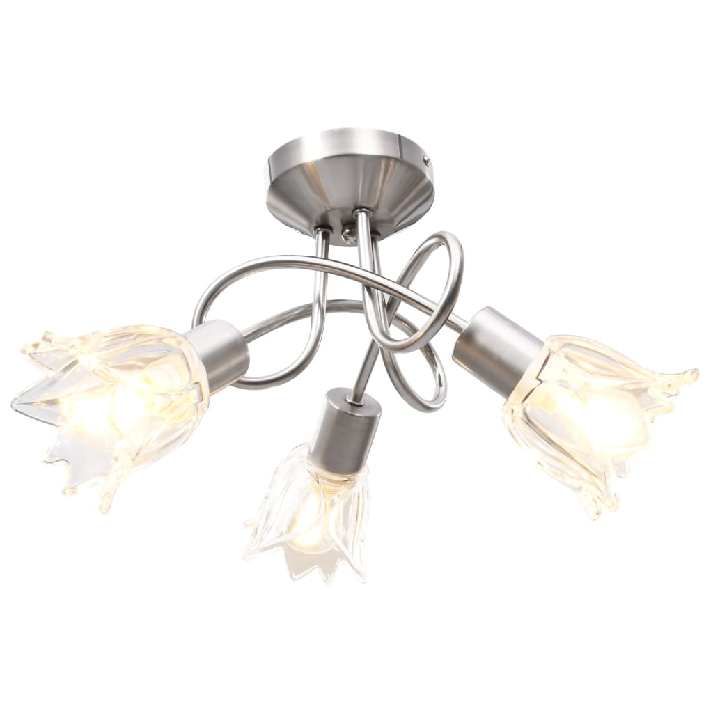 Vidaxl loftslampe med glasstulipanformede hætter 3xe14 Gennemsigtig