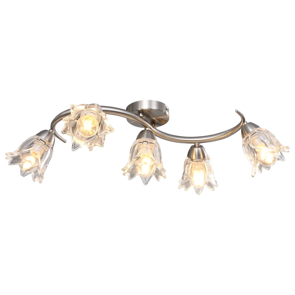 Vidaxl loftslampe med glasstulipanformede hætter 5xe14 Gennemsigtig