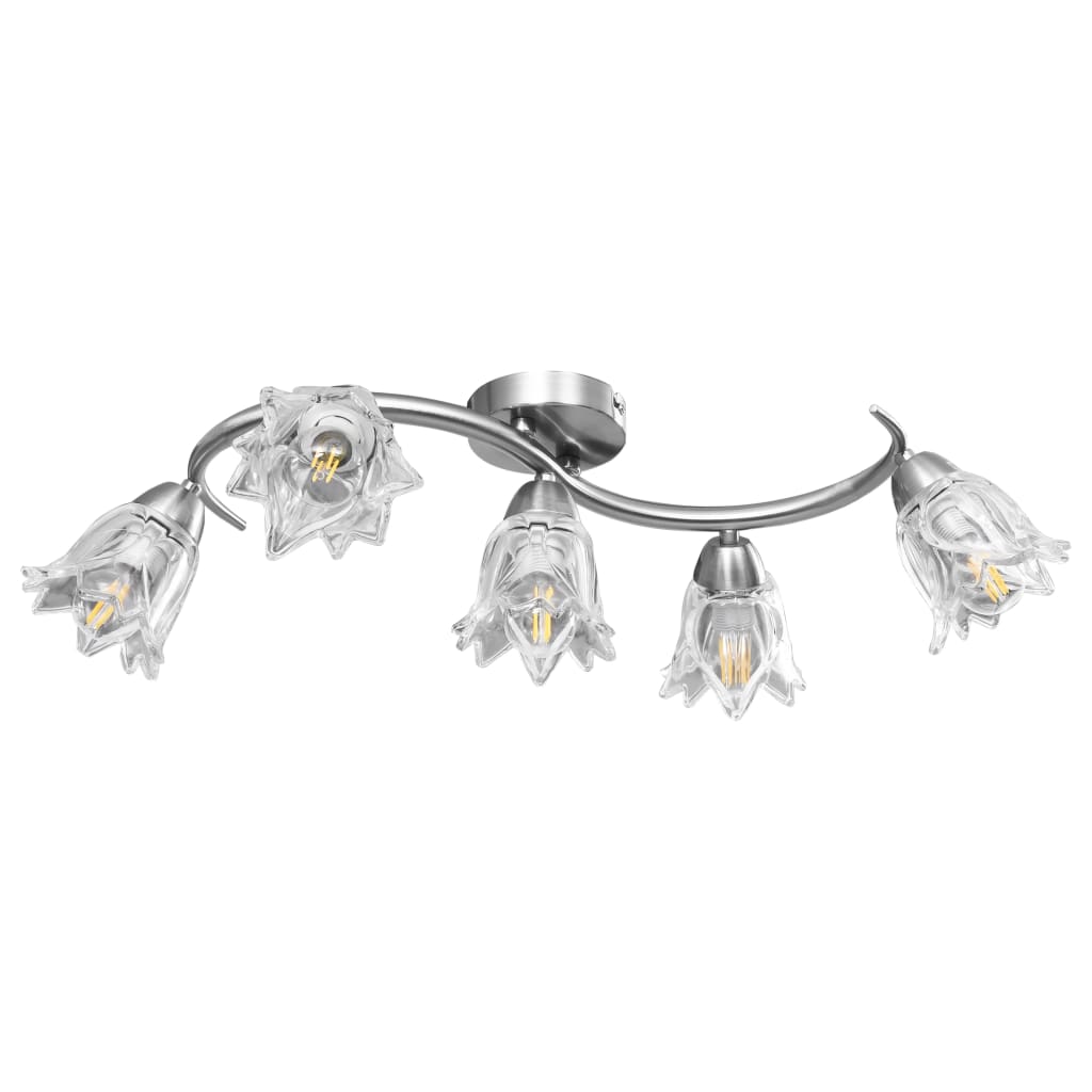 Vidaxl loftslampe med glasstulipanformede hætter 5xe14 Gennemsigtig
