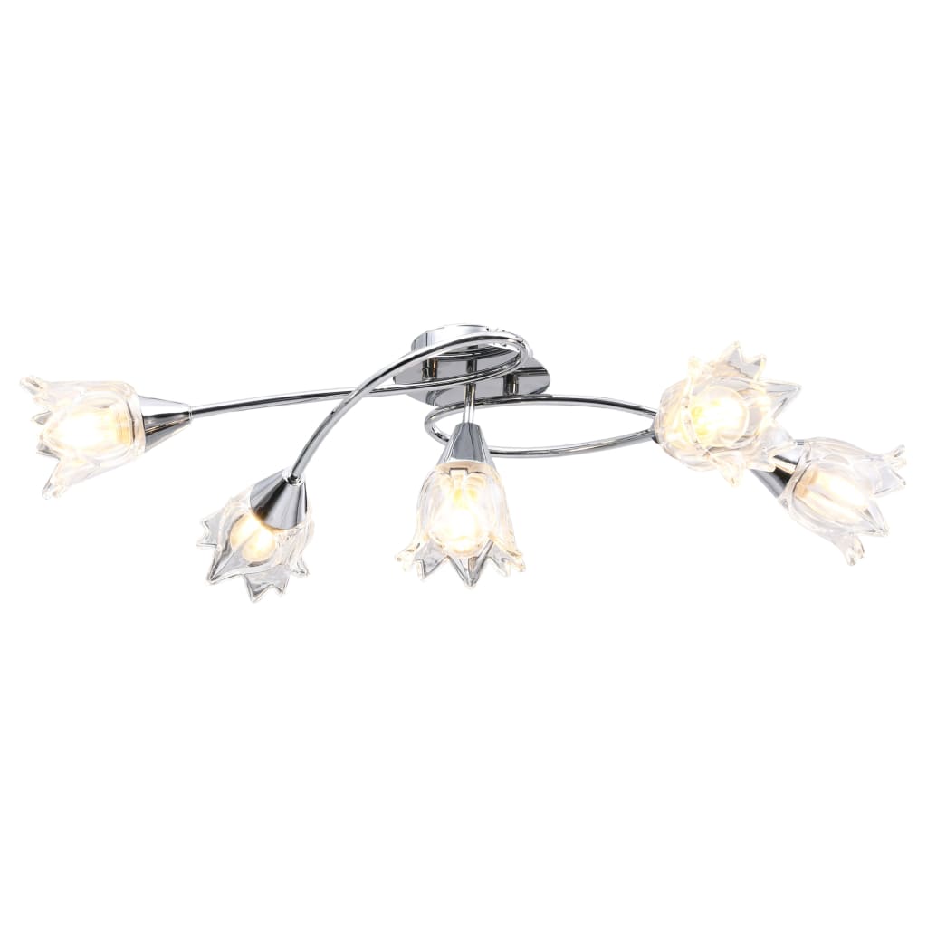 Vidaxl loftslampe med glasstulipanformede hætter 5xe14 Gennemsigtig