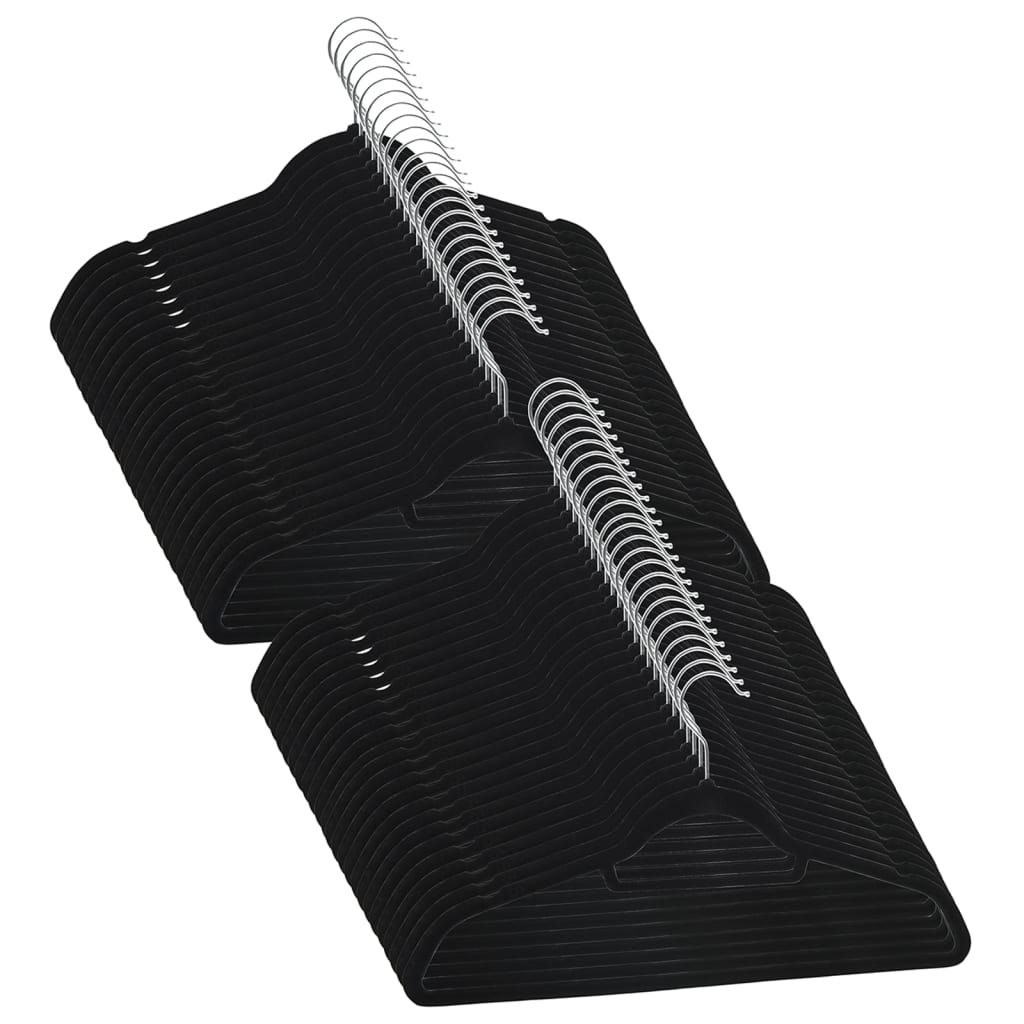 Vidaxl 50-delt tøjbøjle Sæt Anti-Slip Velvet Black