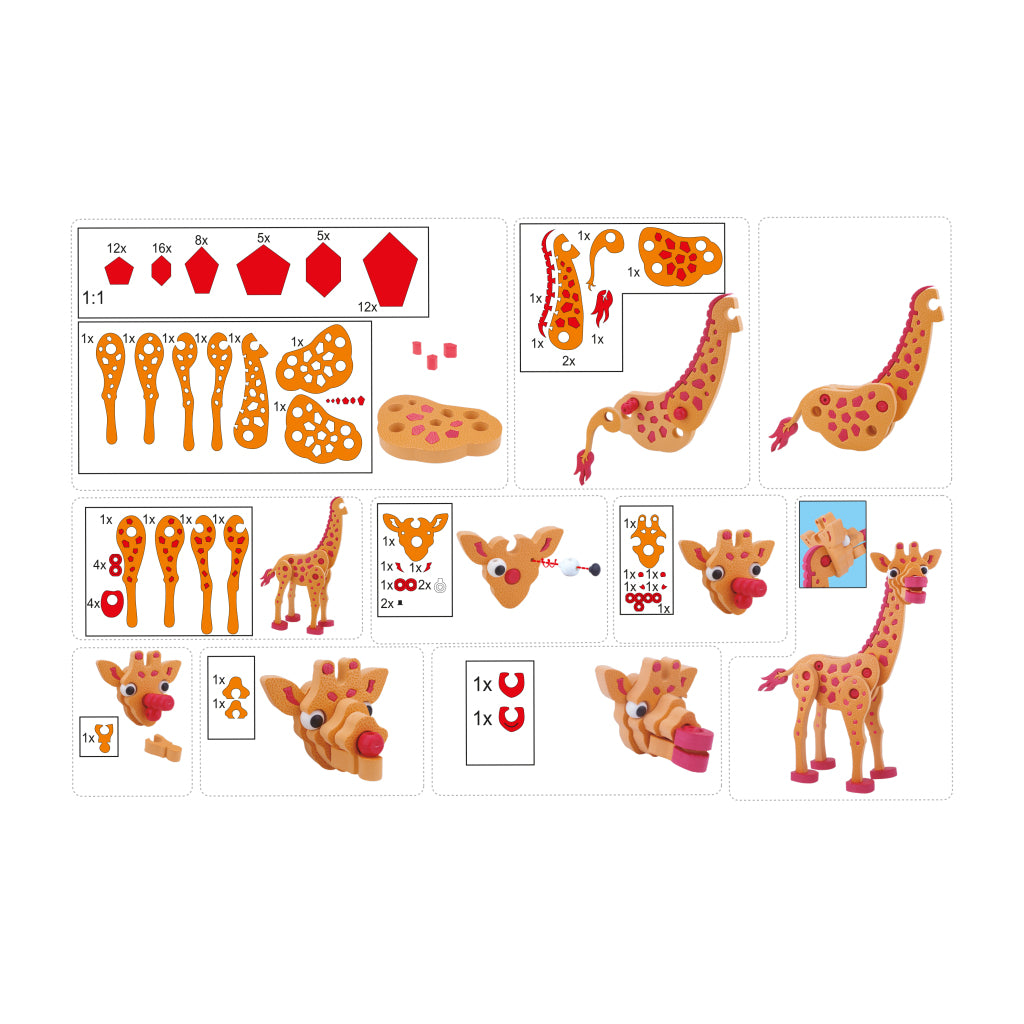 Toi-legetøj 3D puslespil giraf junior 31,5 cm skum orange 104 dele