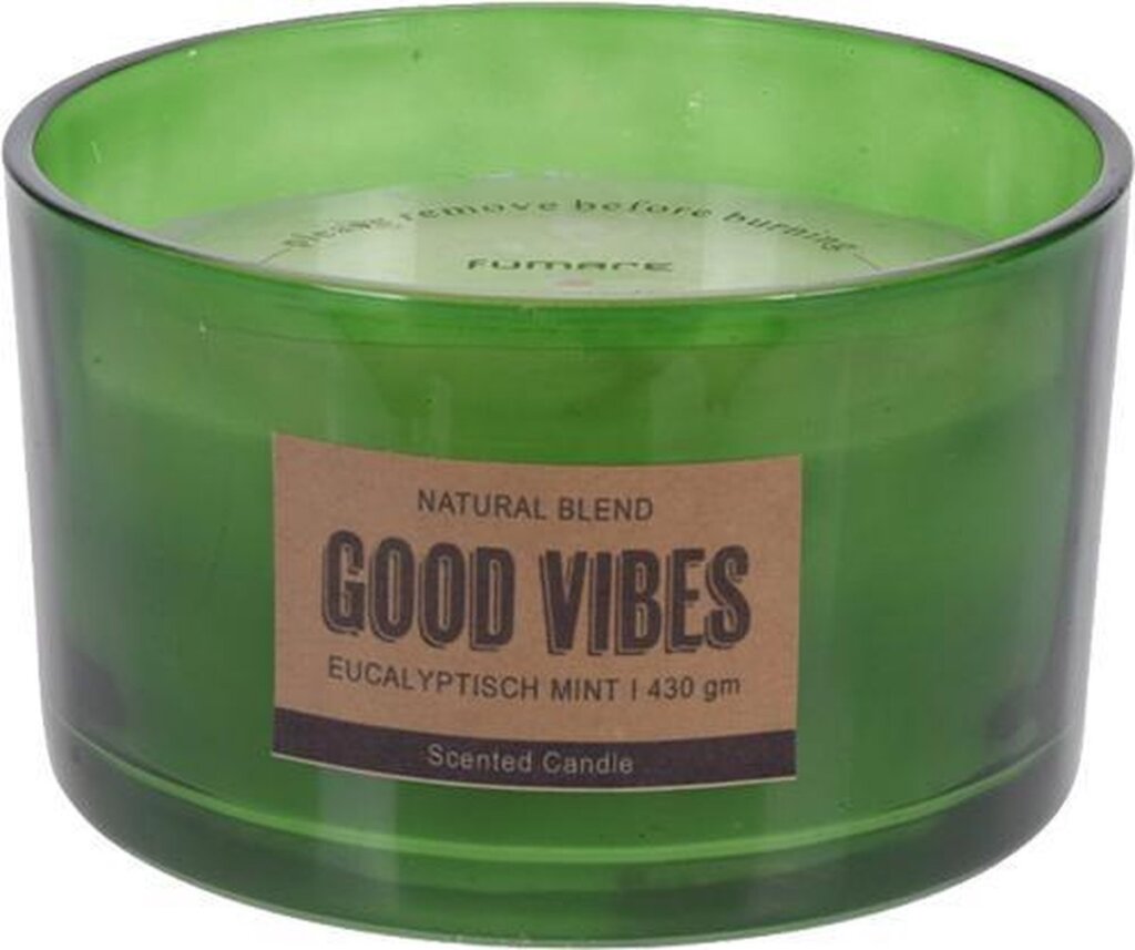 H s duftlys i glas eukalyptus mynte med tekst good vibes