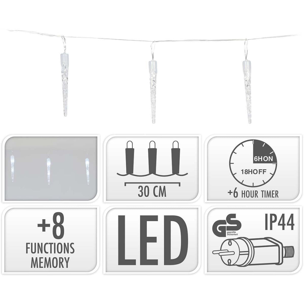S.I.A. S.I.A. Julelys Icicles 6M 40 LEDs IP44 + Timer