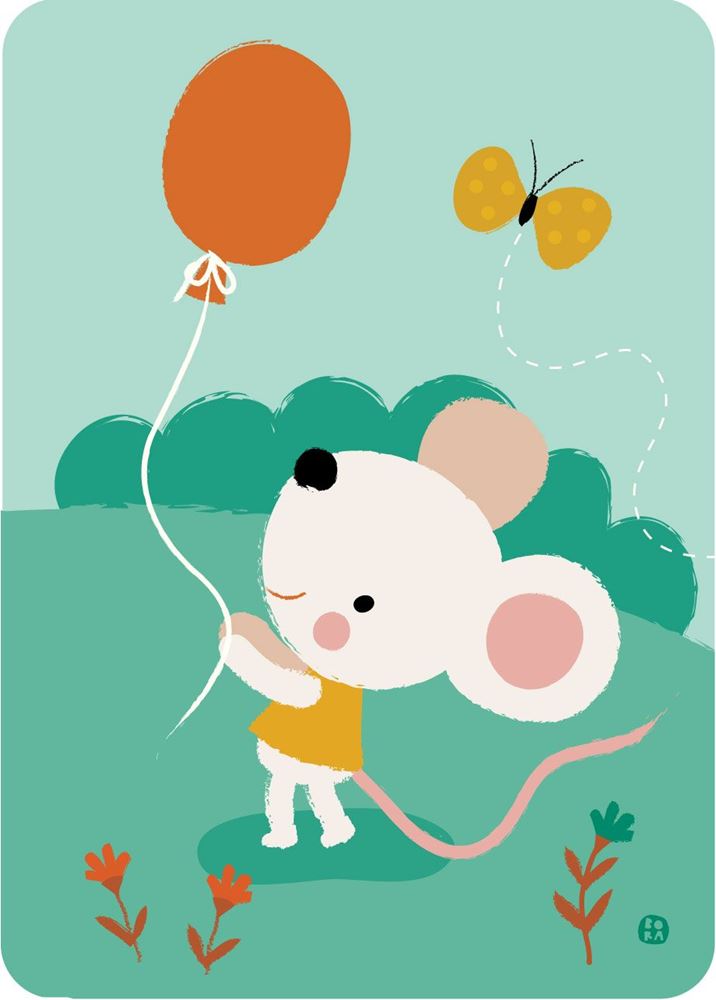 Bora balloon mouse ansichtkaart