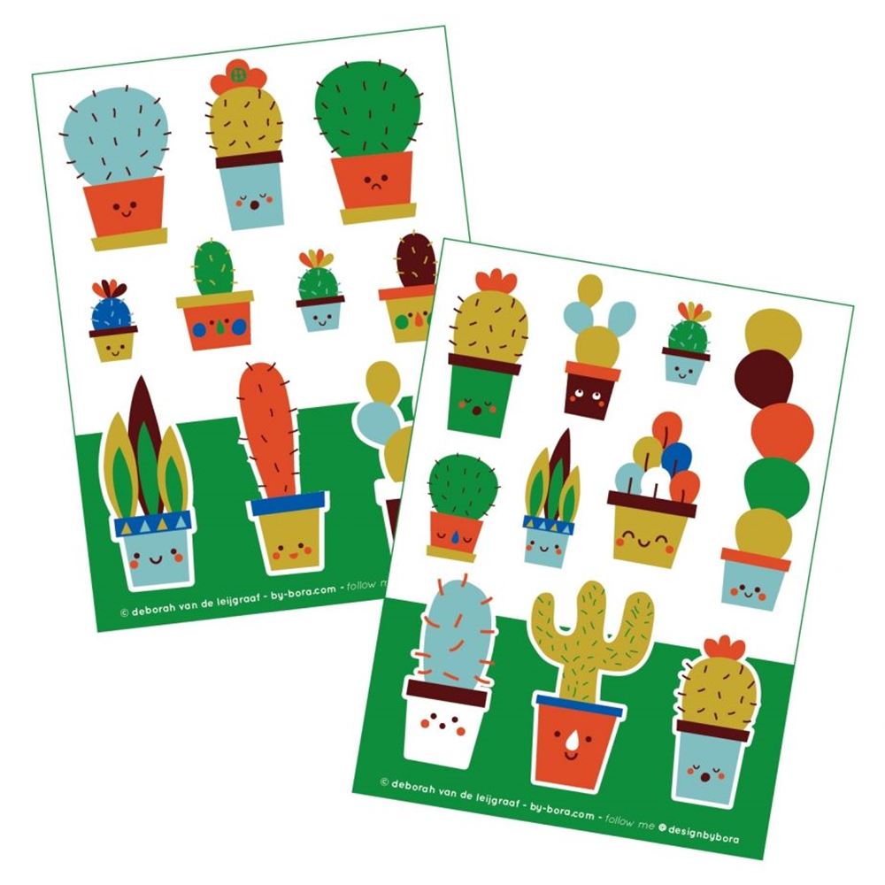 Bora stickervellen 2 x a6. cactus. (5