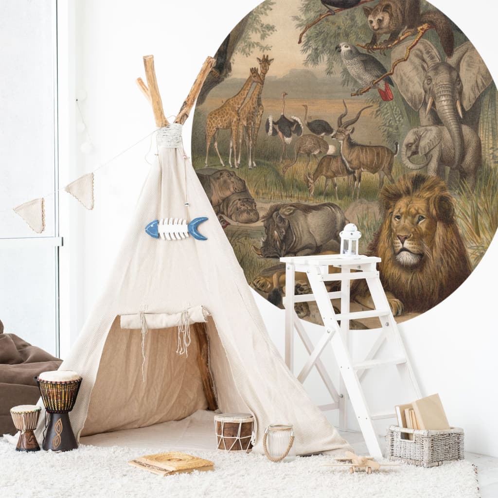 Wallart Wallow Circle Animals of Africa 190 cm