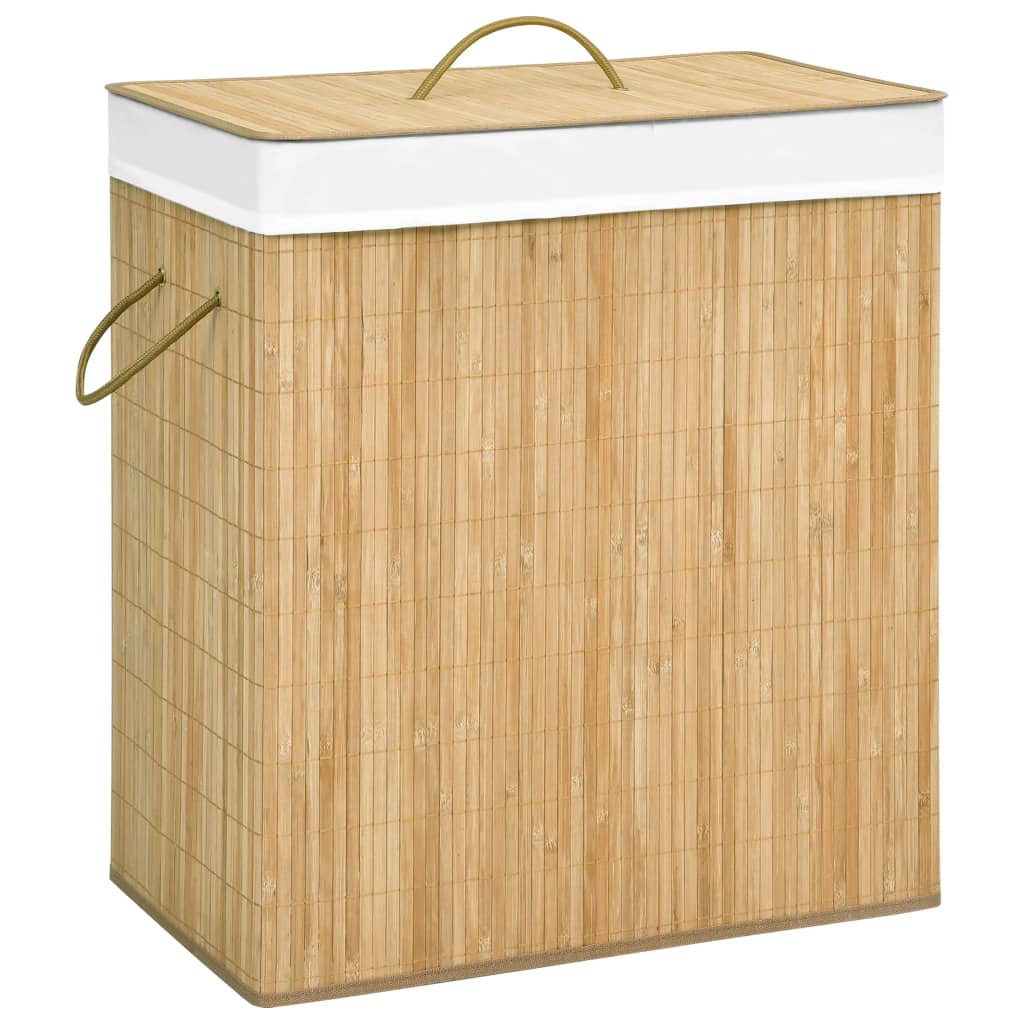 Vidaxl vaskeri kurv med 2 rum 100 l bambus