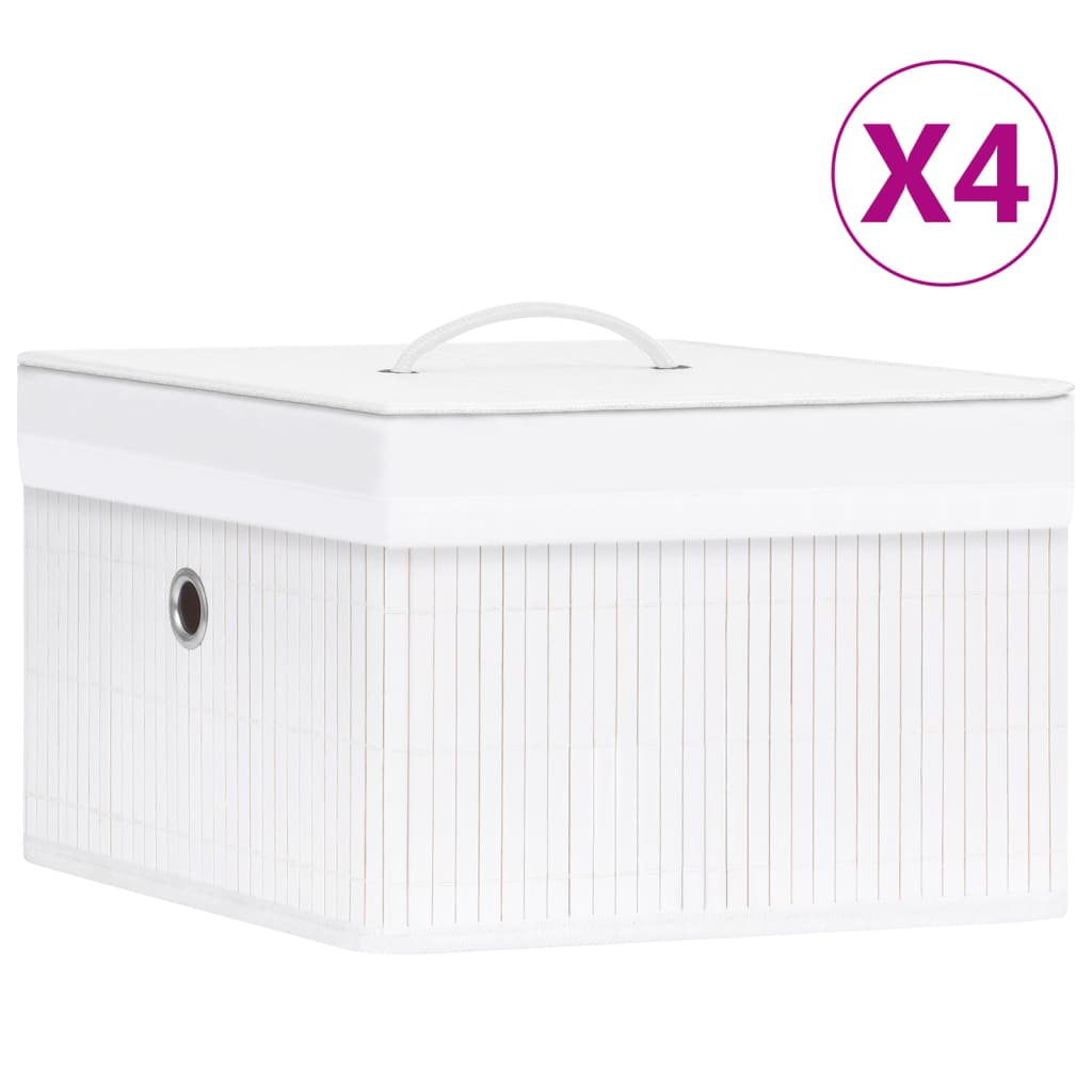 Vidaxl opbevaringsbokse 4 pc bambus hvid