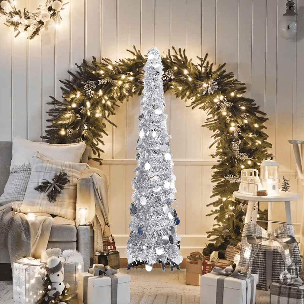 Vidaxx kunstigt juletræ pop-up 120 cm hætte sølvfarvet