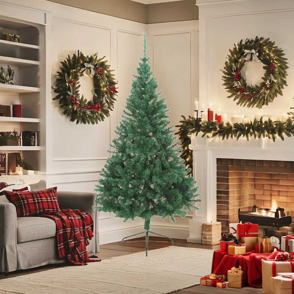 Vidaxx kunstigt juletræ med standard halv 180 cm PVC grøn