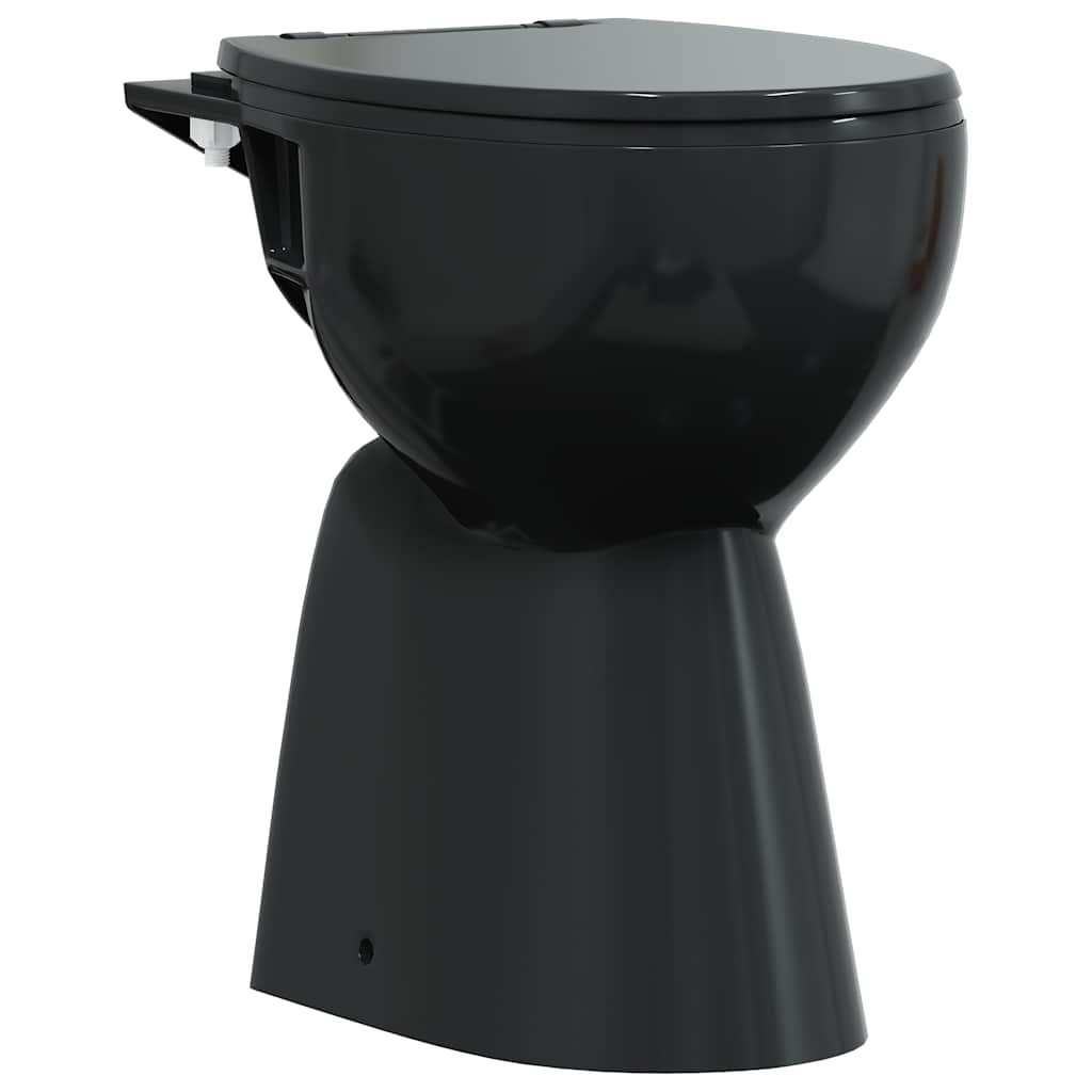 VidaXL kantløst toilet 7 cm ekstra højde soft-close keramik sort