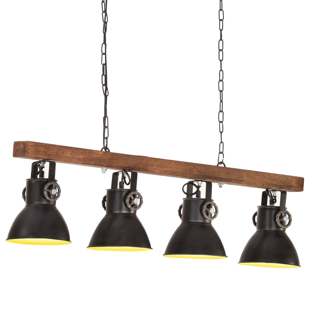 VidaXL loftslampe industriel E27 mangotræ sort