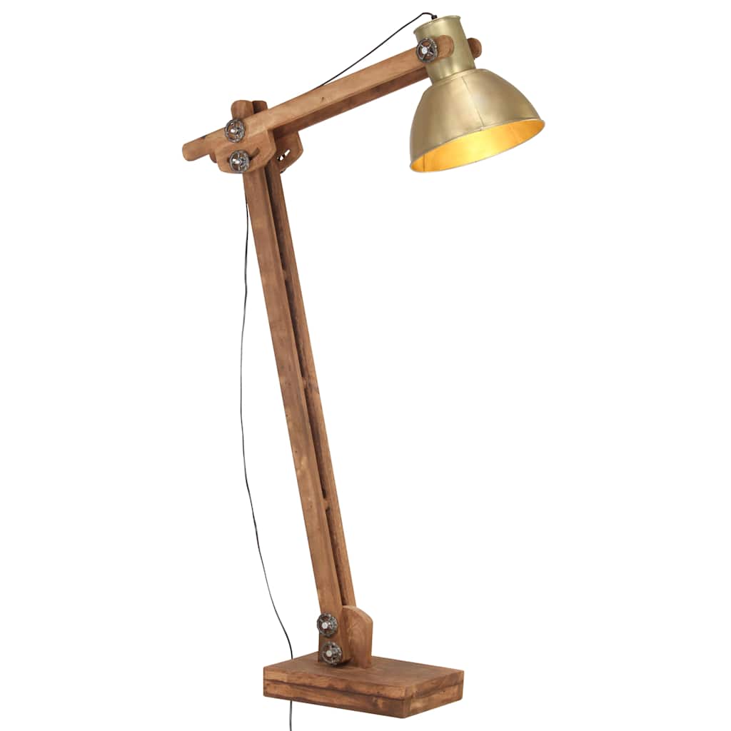 Vidaxl Floor Lamp E27 Solid Mangowood Brass -farvet