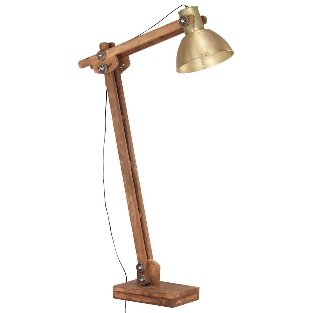 Vidaxl Floor Lamp E27 Solid Mangowood Brass -farvet