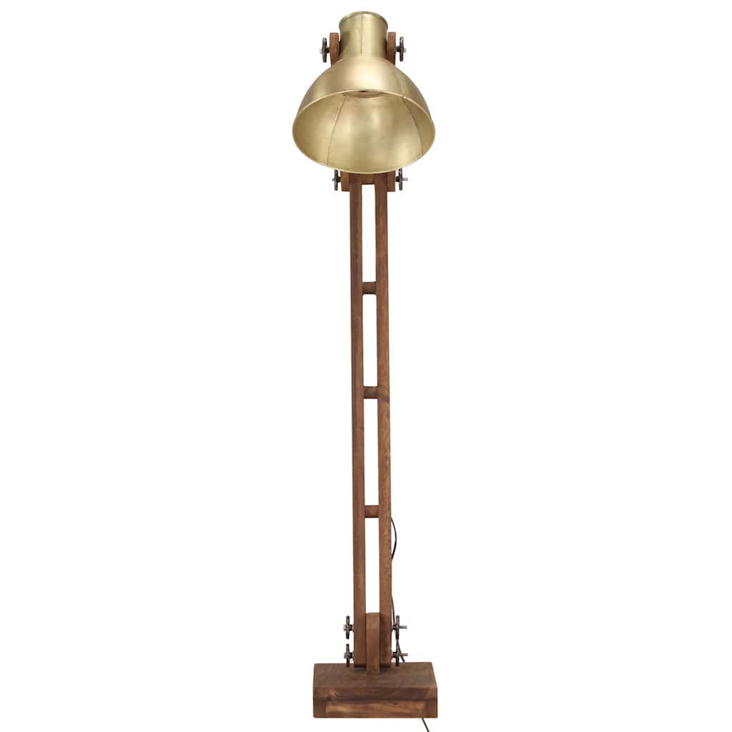 Vidaxl Floor Lamp E27 Solid Mangowood Brass -farvet