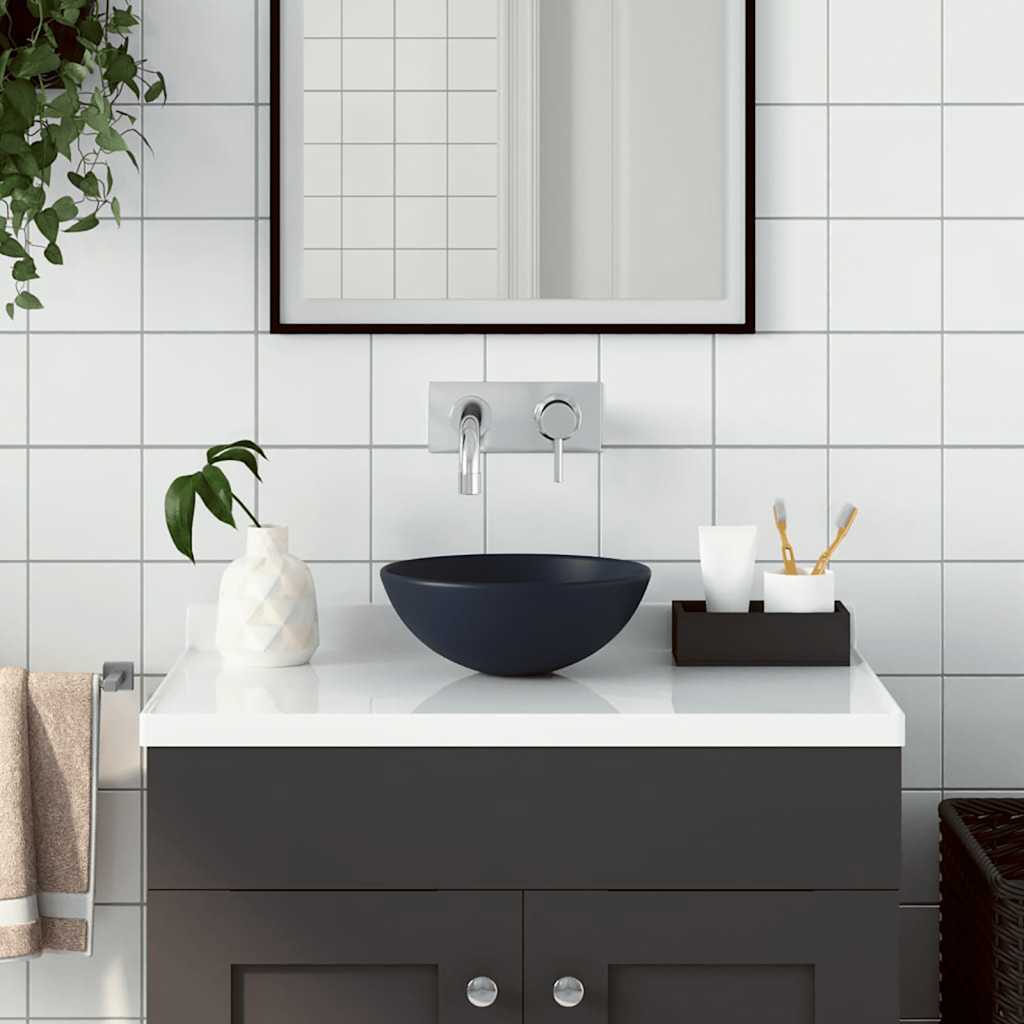 Vidaxl Washbasin rundt keramik mørkeblå