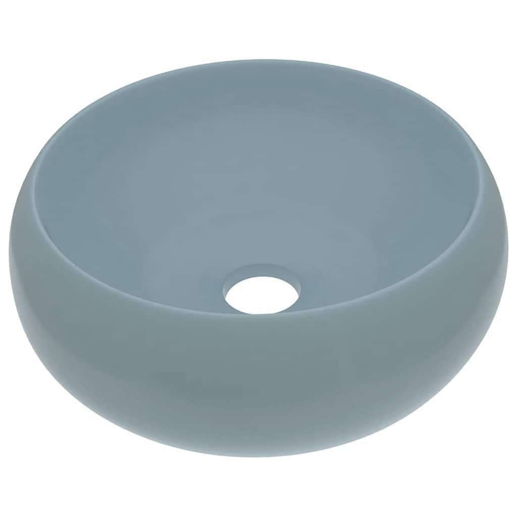 Vidaxl Washbasin Round 40x15 cm Keramisk Matt Light Blue