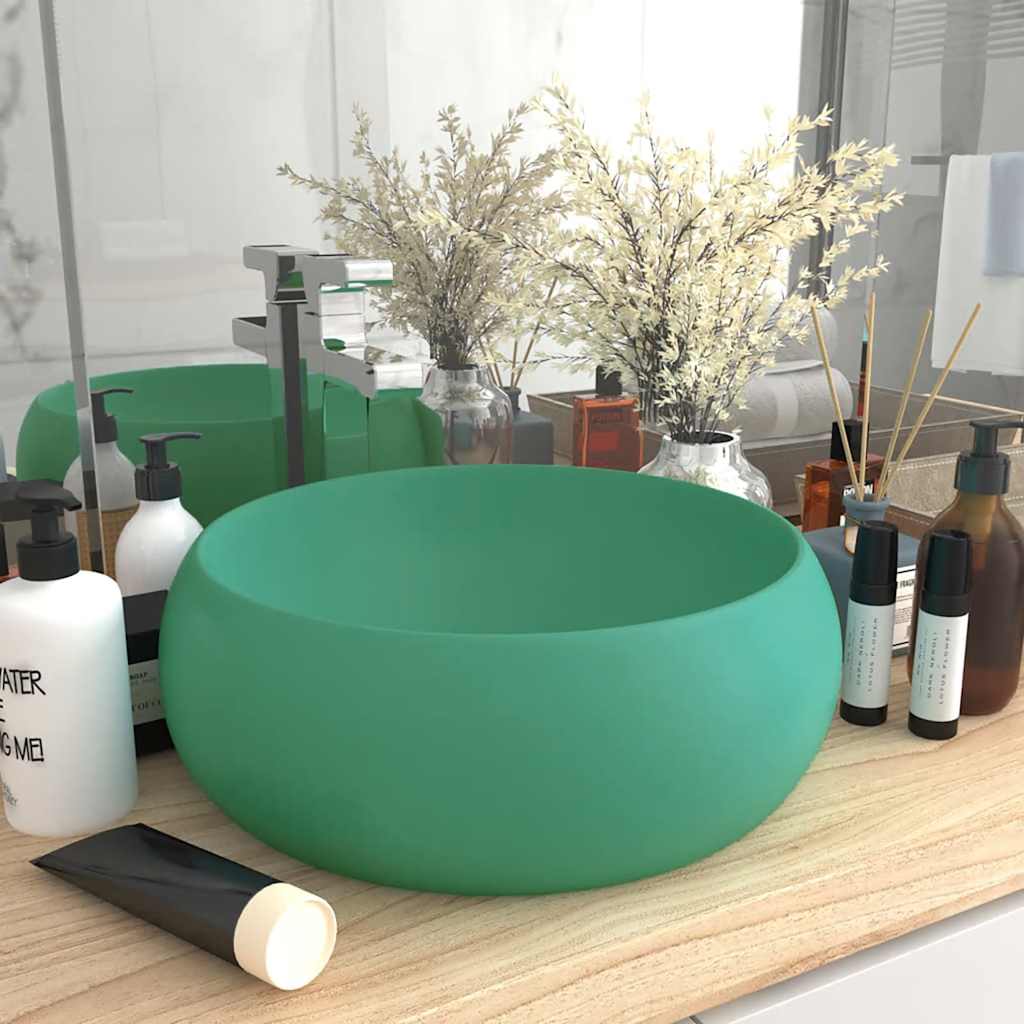 Vidaxl Washbasin Round 40x15 cm keramisk Matt Light Green