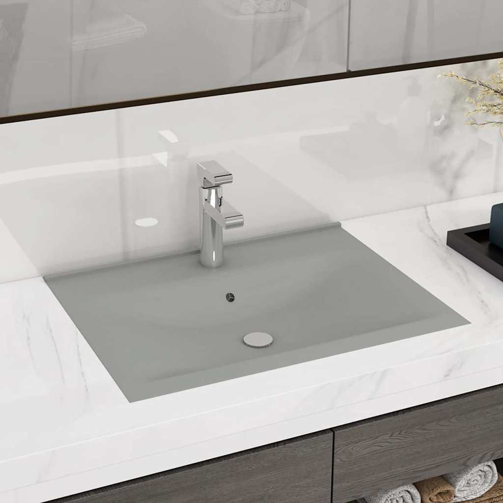 Vidaxl Washbasin med taphul 60x46 cm keramisk matt lysegrå