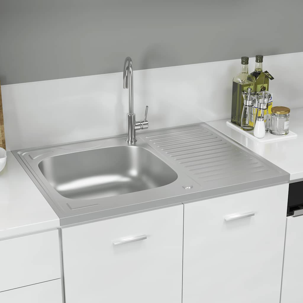 Vidaxx sink with drain set 800x600x155 mm stainless steel silver