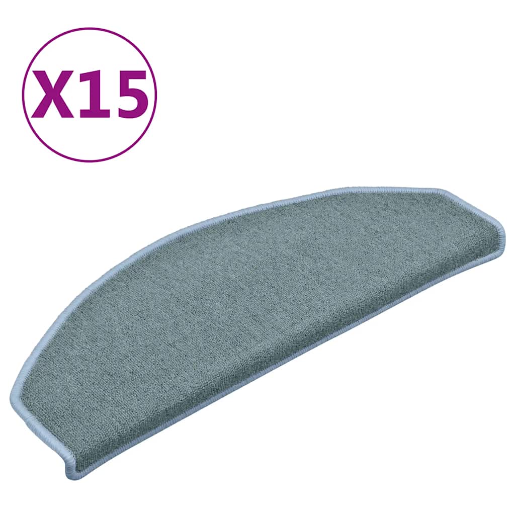 Vidaxx trappemåtter 15 stk 65x24x4 cm havblå halvcirkelformet stor
