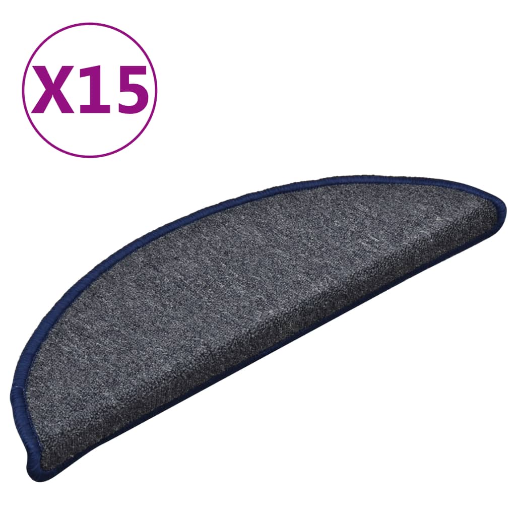 Vidaxl Stair Mats 15 St 56x17x3 cm mørkegrå og blå halvkugle