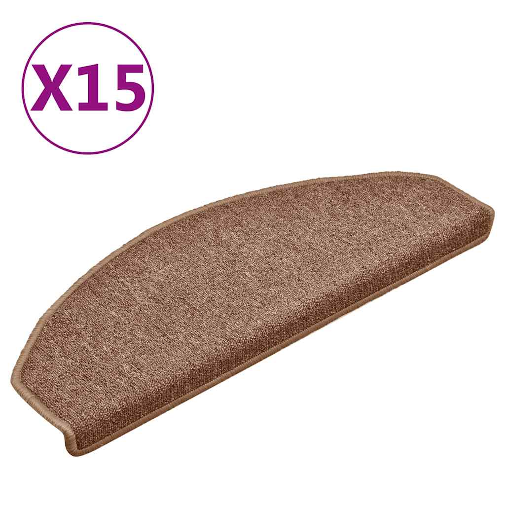 Vidaxl Stair Mats 15 St 65x24x4 cm brun semi -runde store