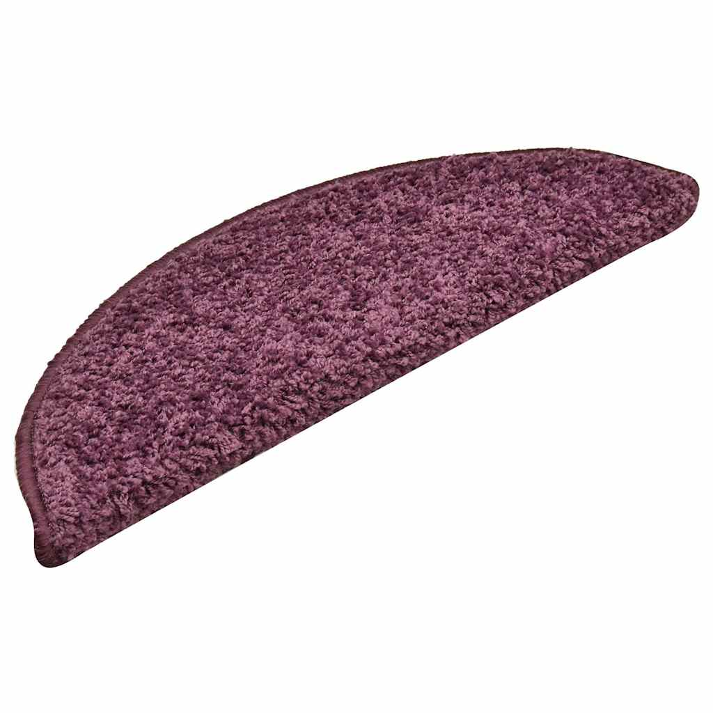 Vidaxx trappemåtter 15 stk 56x17x3 cm mørk lilla halvcirkelformet