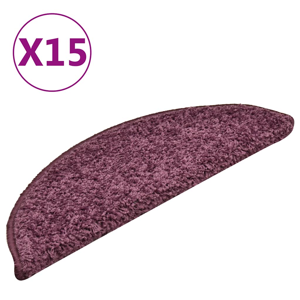 Vidaxx trappemåtter 15 stk 56x17x3 cm mørk lilla halvcirkelformet