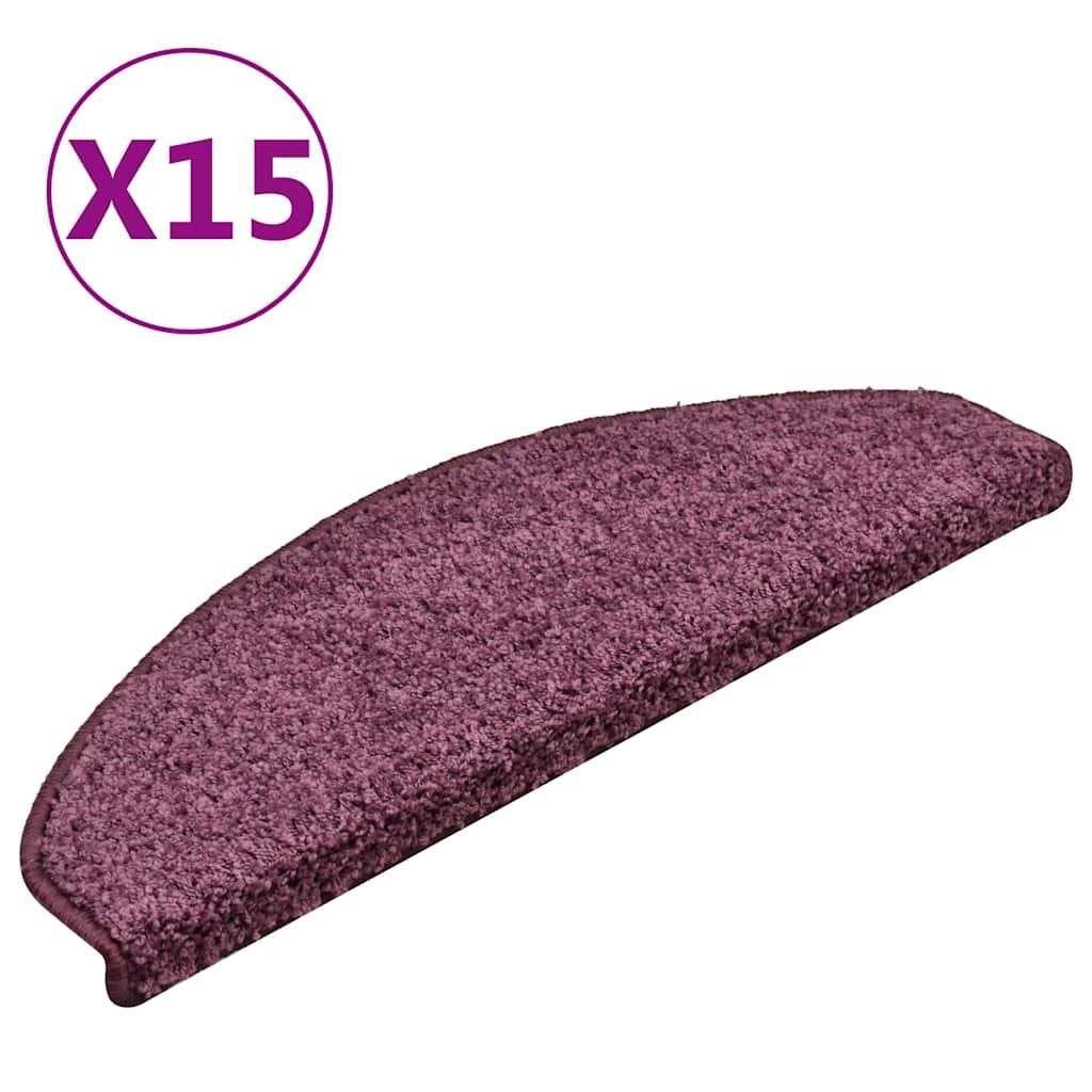 Vidaxx trappemåtter 15 stk 65x21x4 cm mørk lilla halvcirkelformet stor