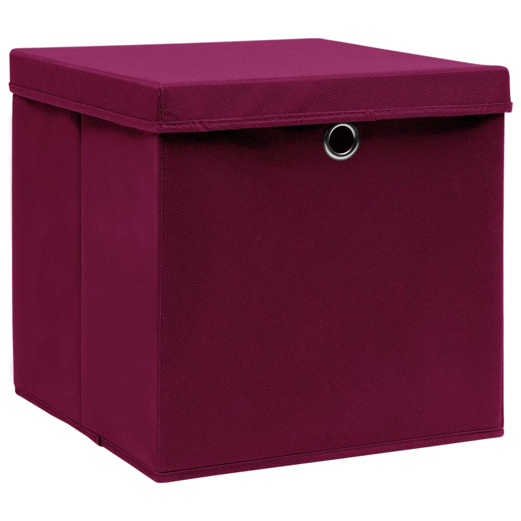Vidaxx opbevaringsbokse med låg 4 stk 28x28x28 cm mørkerød