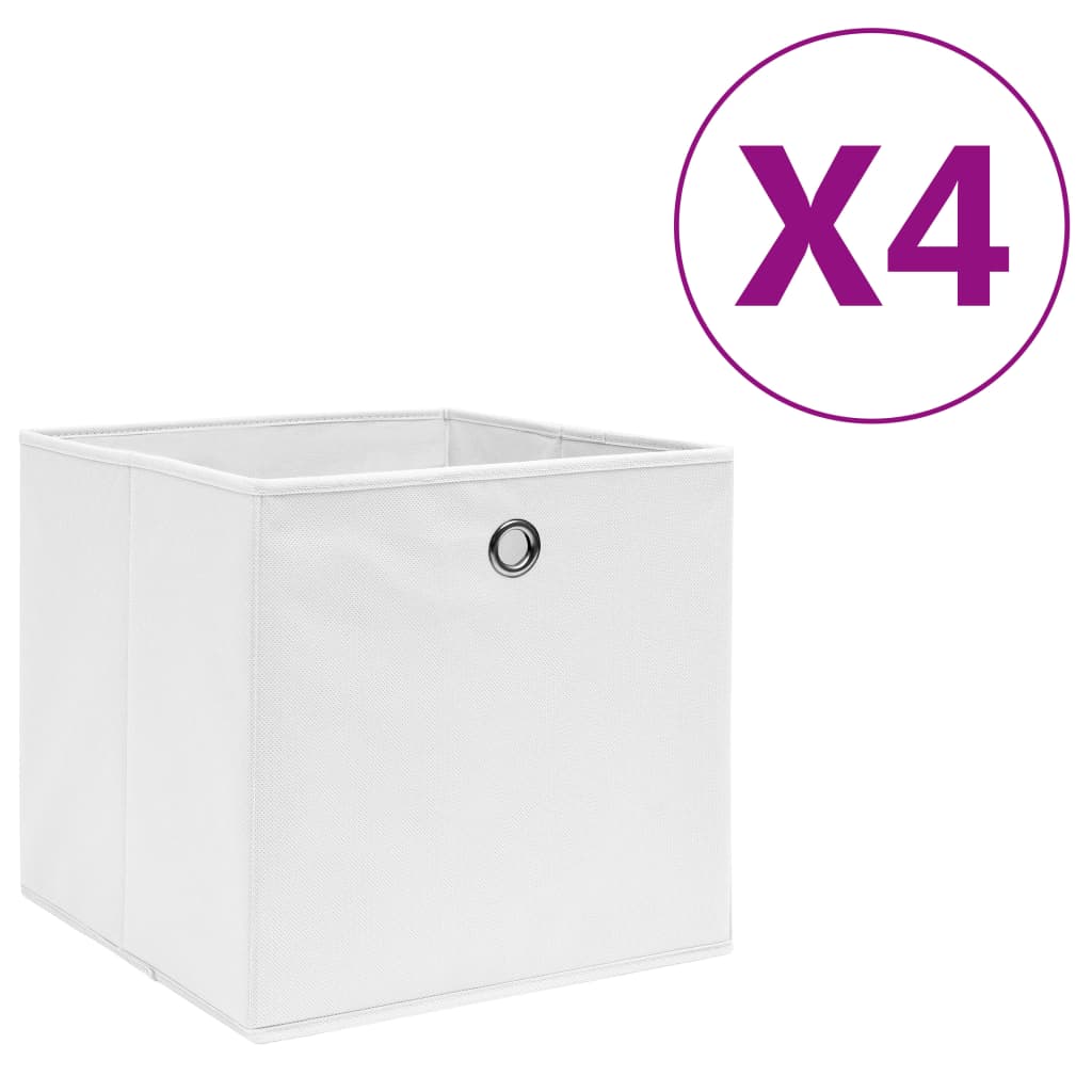 Vidaxl opbevaringsbokse 4 stk. 28x28x28 cm ikke -vævet stof hvid