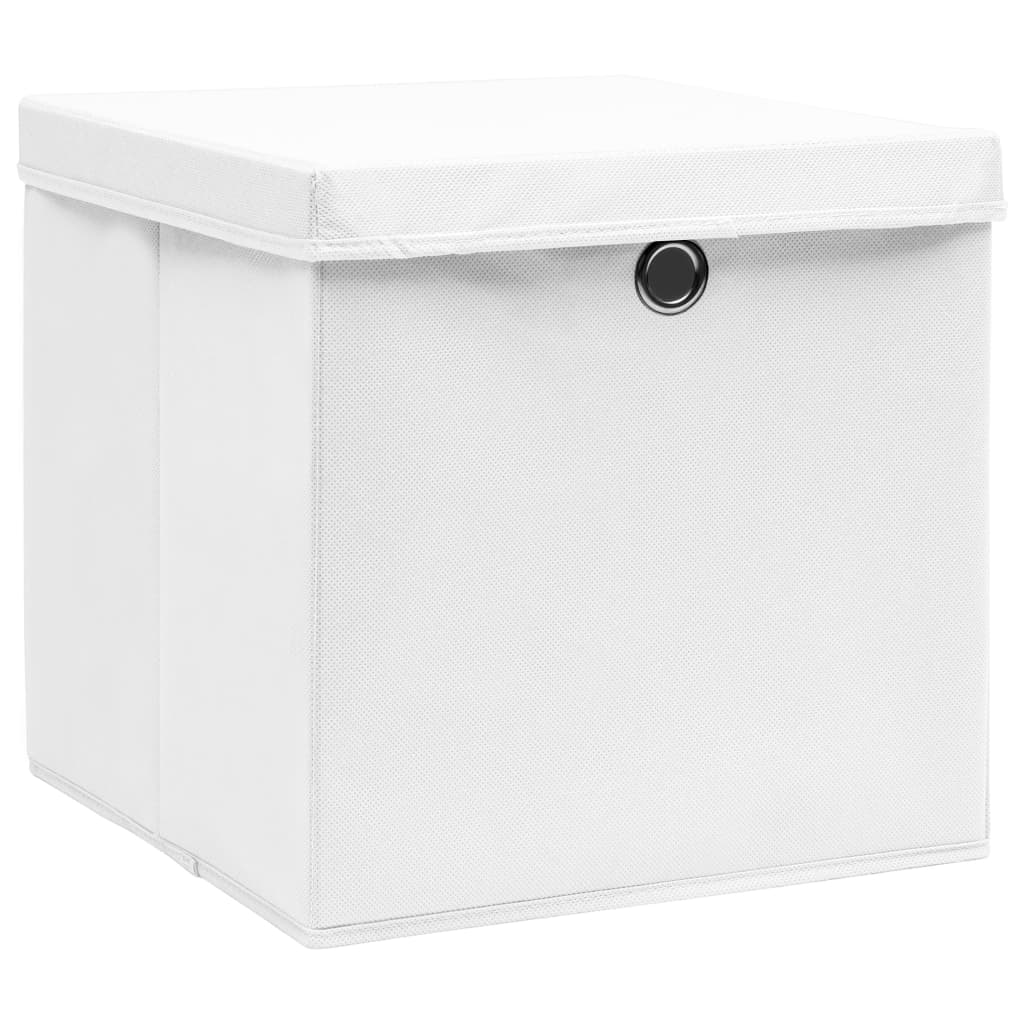 Vidaxl opbevaringsbokse med låg 10 St 28x28x28 cm hvid