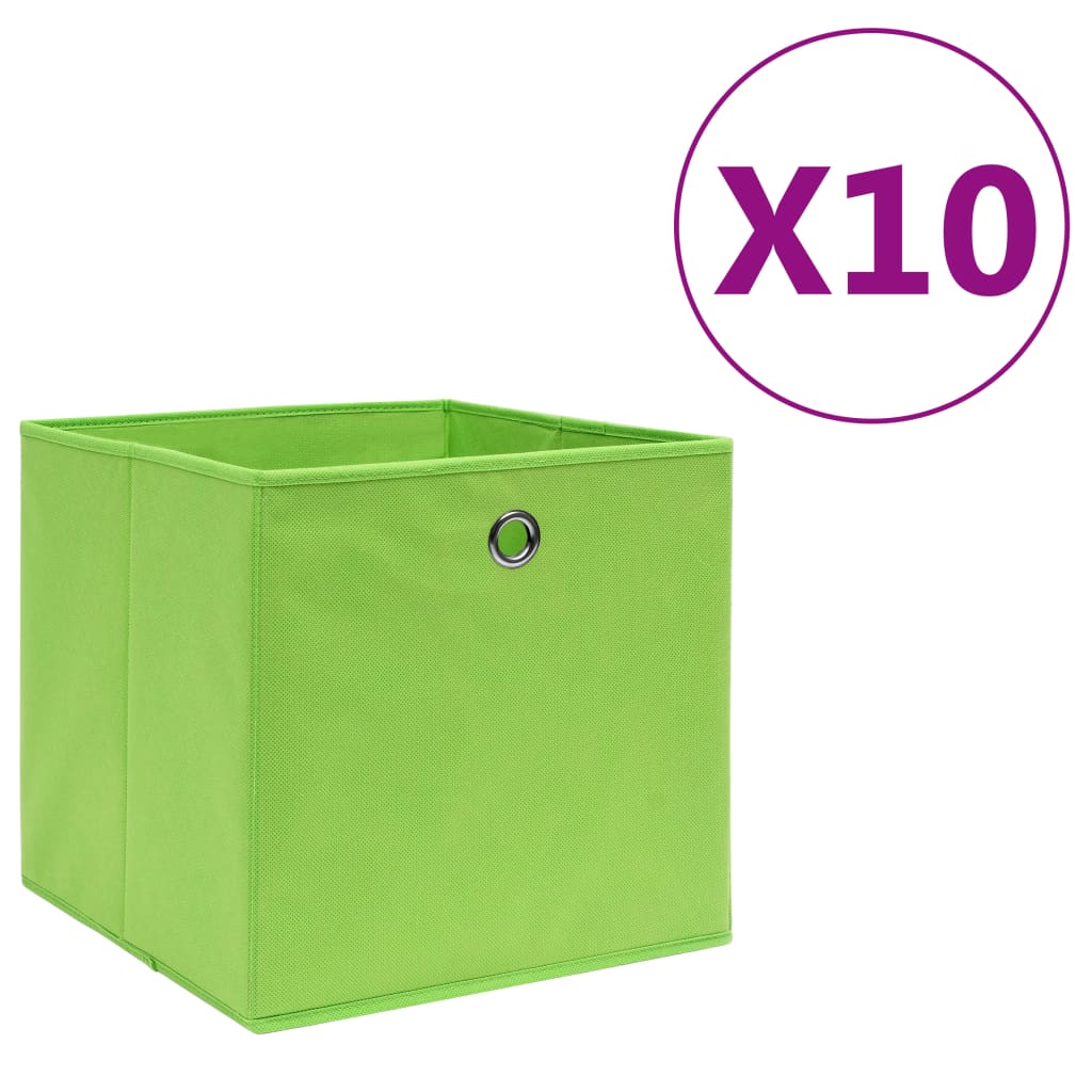 Vidaxx opbevaringsæsker 10 stk 28x28x28 cm fiberdug grøn