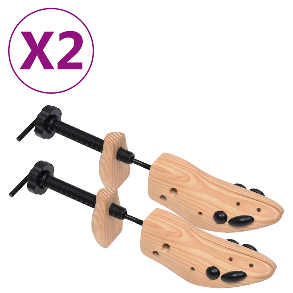 Vidaxl Shoe Spulners 2 par størrelse 41-46 Solid fyrretræ