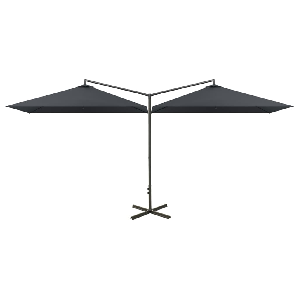 Vidaxl parasol dobbelt med stålstang 600x300 cm antracit -farvet