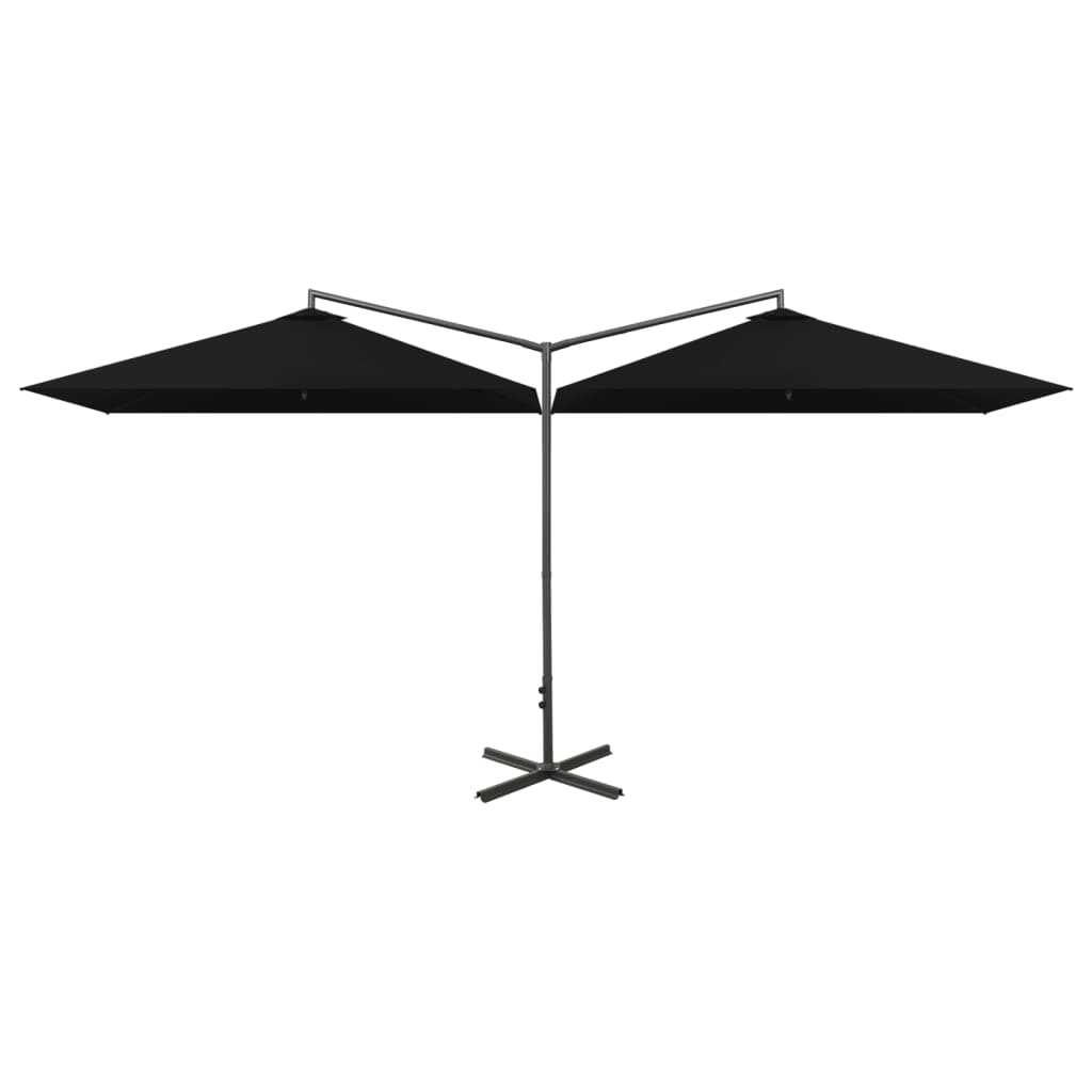 Vidaxl parasol dobbelt med stålstang 600x300 cm sort