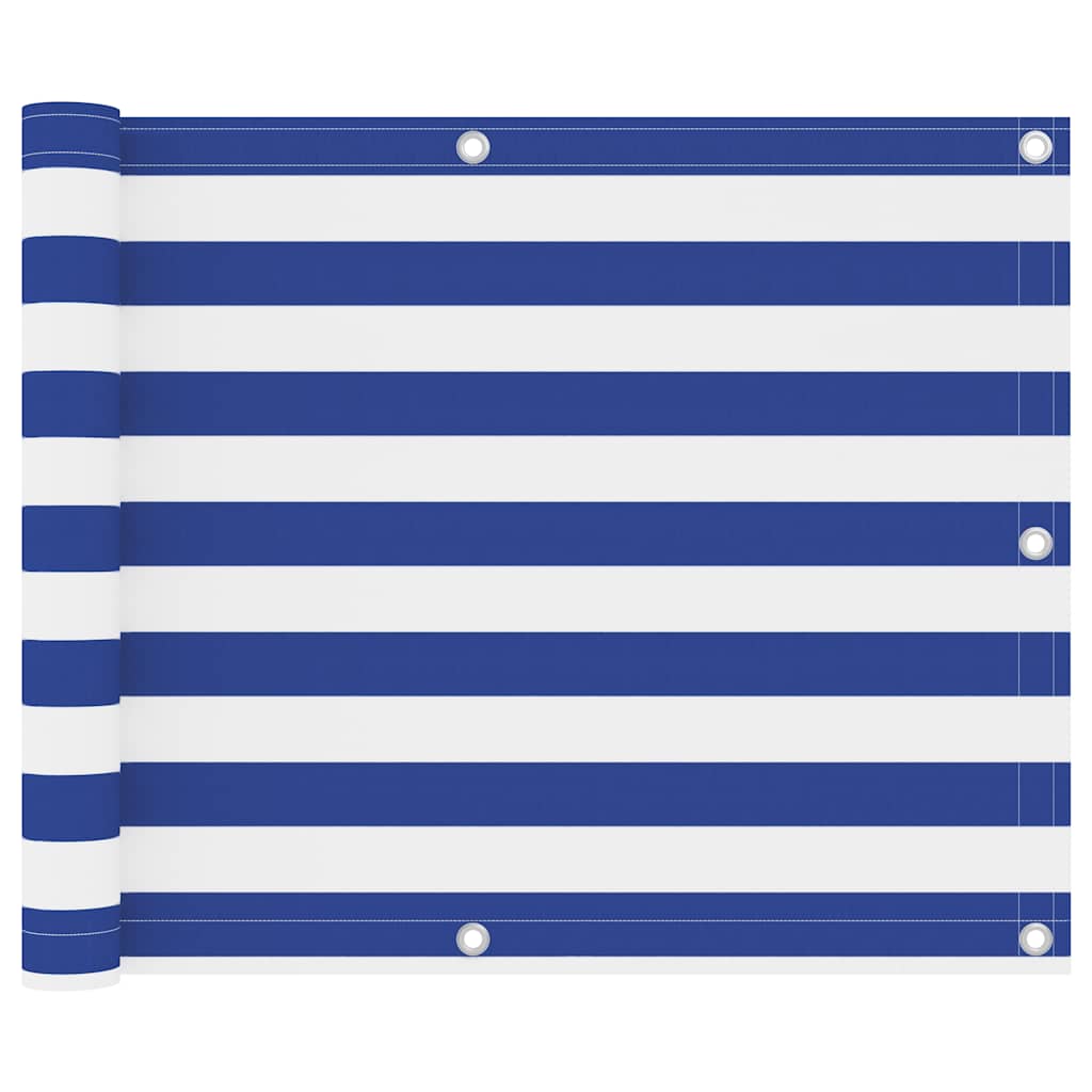 Vidaxl balkonskærm 75x300 cm Oxford stof hvid og blå