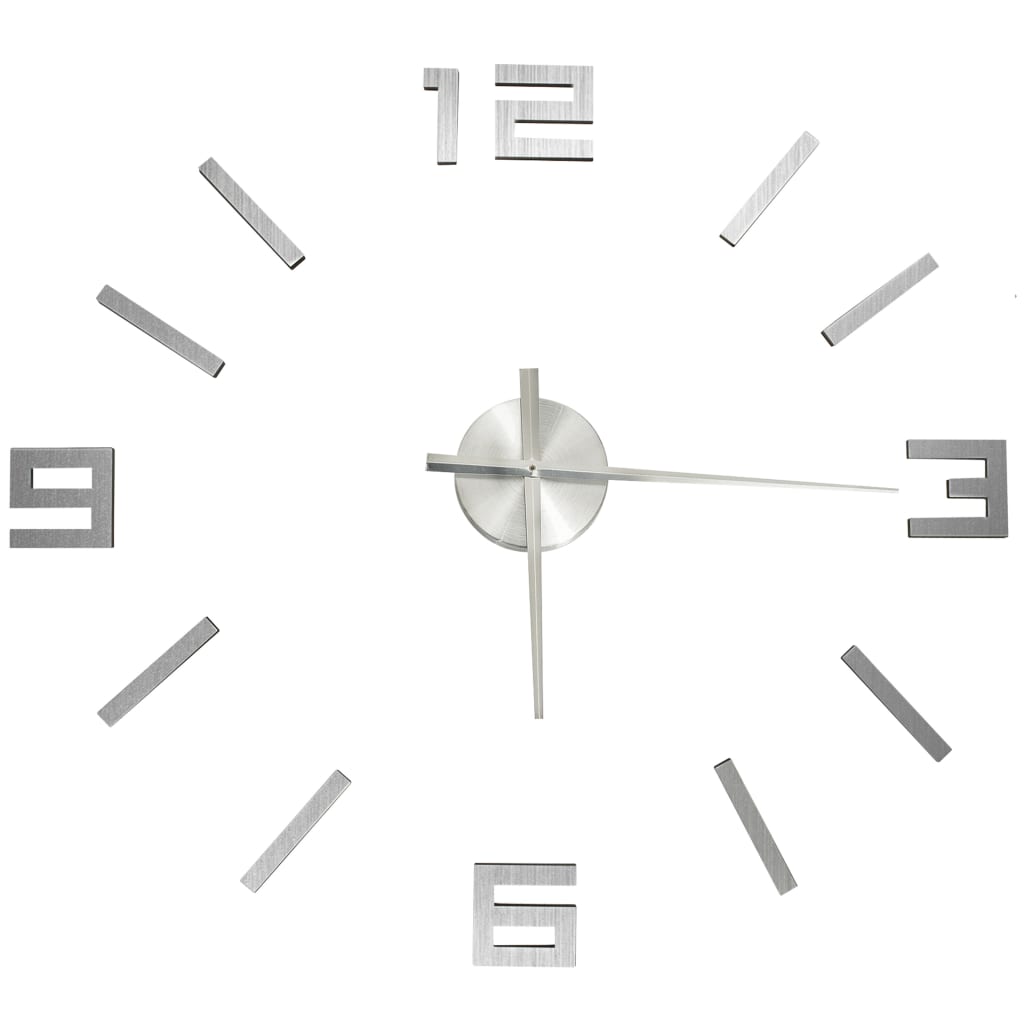 Vidaxl 3d Wall Clock Moderne xxl 100 cm sølvfarvet