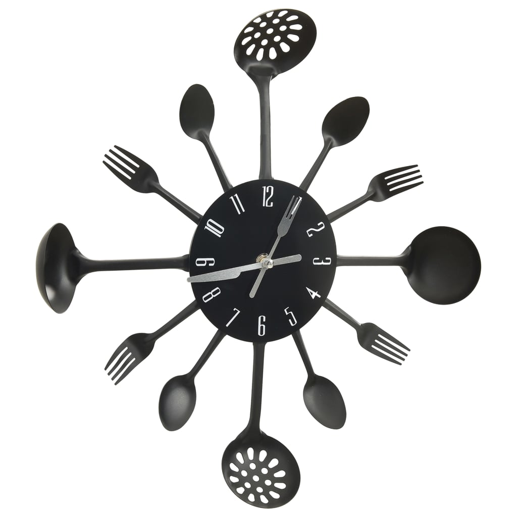 Vidaxl Wall Clock Spoon-And-Frokk 40 cm aluminium sort
