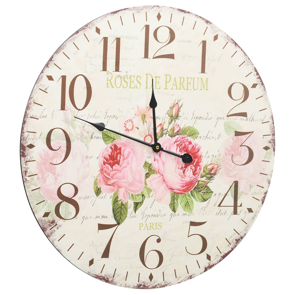 Vidaxl vægur Vintage stil 60 cm blomster