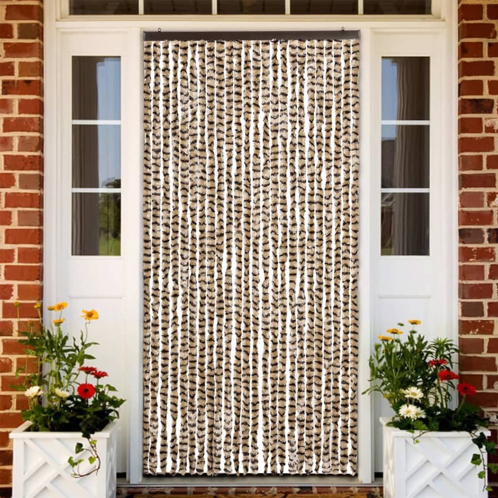 Vidaxl Fly Curtain 100x220 cm Chenille Beige og Brown