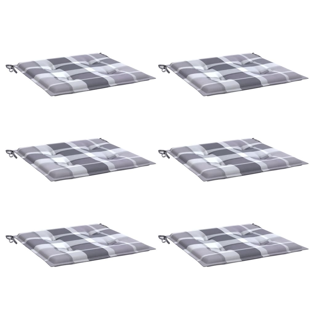 Vidaxl tuinstoelkussens 6 st 40x40x4 cm oxford stof ruitpatroon grijs
