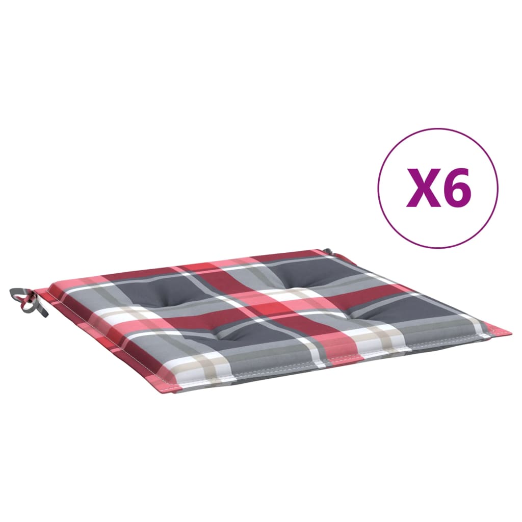 Vidaxl tuinstoelkussens 6 st 50x50x4 cm oxford stof ruitpatroon rood