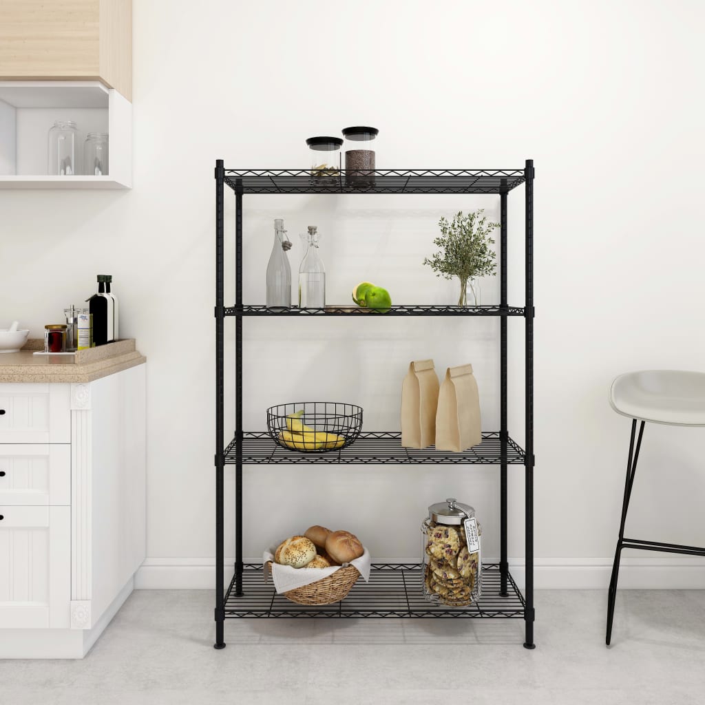 Vidaxl opbergrek 4-laags 200 kg 90x35x137 cm zwart