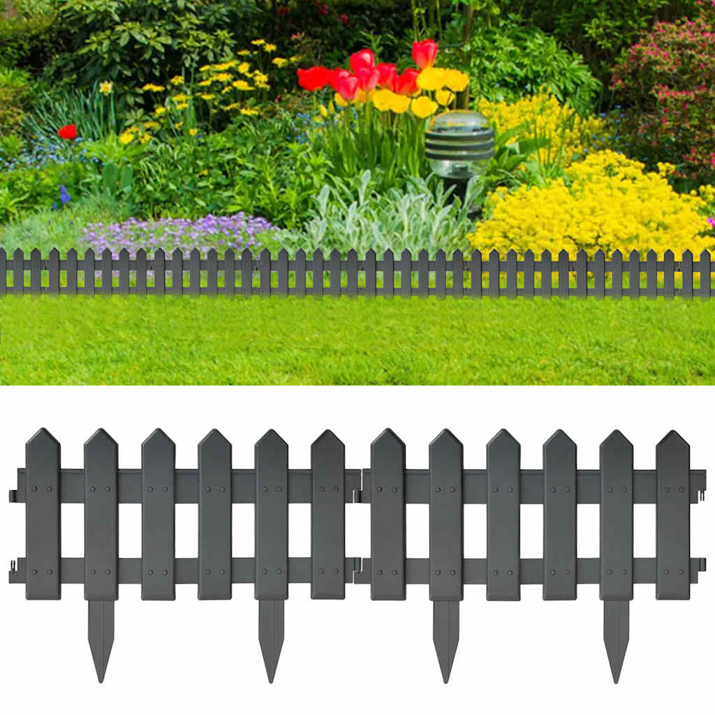 Vidaxl Gazon kanter 25 st 10 m pp anthracite -farvet