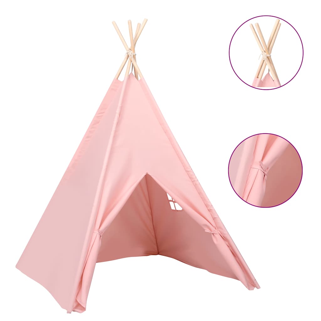 Vidaxl kindertipitent met tas 120x120x150 cm peachskin roze