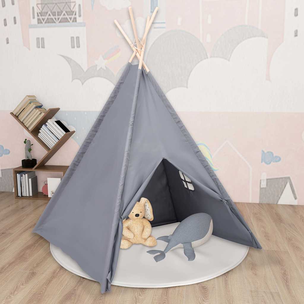 Vidaxl kindertipitent met tas 120x120x150 cm peachskin grijs