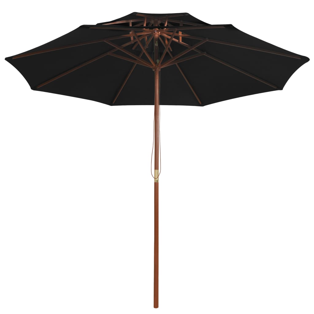 Vidaxl Parasol Double Decker med træpol 270 cm sort